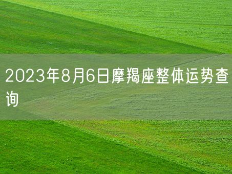 2023年8月6日摩羯座整体运势查询(图1)