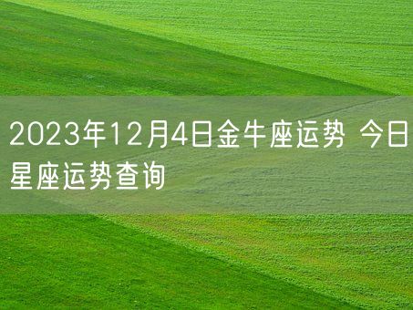 2023年12月4日金牛座运势 今日星座运势查询(图1)