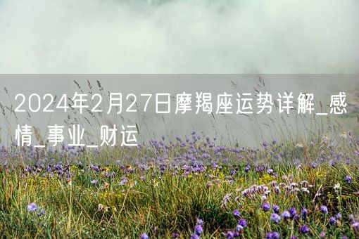2024年2月27日摩羯座运势详解_感情_事业_财运(图1)