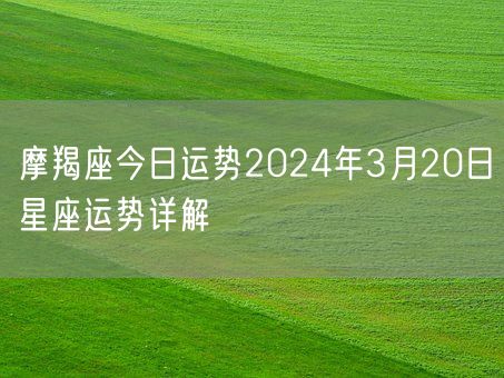 摩羯座今日运势2024年3月20日星座运势详解(图1)