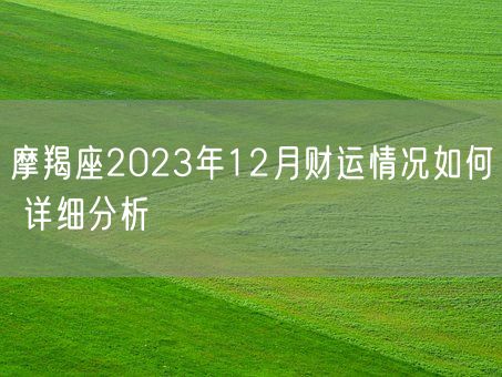 摩羯座2023年12月财运情况如何 详细分析(图1)