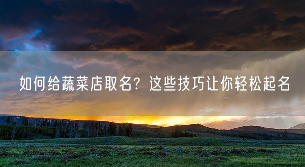 如何给蔬菜店取名?这些技巧让你轻松起名(图1) 如何给蔬菜店取名?这些技巧让你轻松起名(图1)