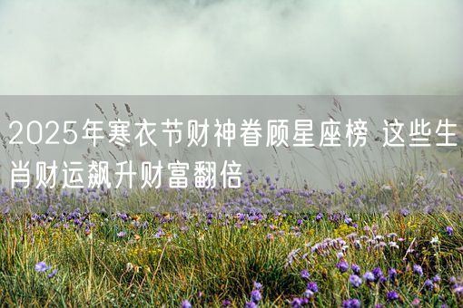 2025年寒衣节财神眷顾星座榜 这些生肖财运飙升财富翻倍(图1) 2025年寒衣节财神眷顾星座榜 这些生肖财运飙升财富翻倍(图1)