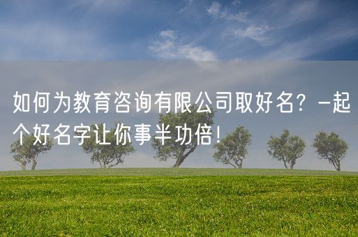 如何为教育咨询有限公司取好名?-起个好名字让你事半功倍!(图1) 如何为教育咨询有限公司取好名?-起个好名字让你事半功倍!(图1)
