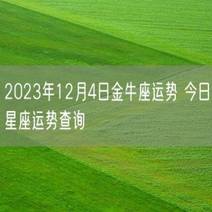 2023年12月4日金牛座运势 今日星座运势查询