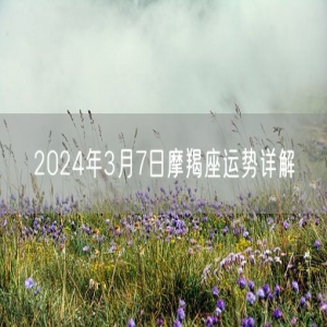 2024年3月7日摩羯座运势详解