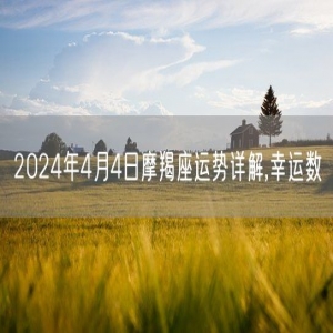 2024年4月4日摩羯座运势详解,幸运数