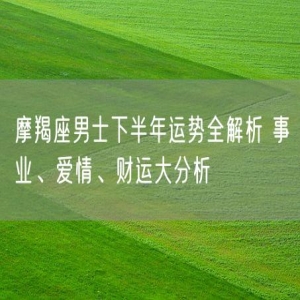摩羯座男士下半年运势全解析 事业、爱情、财运大分析