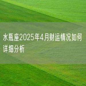 水瓶座2025年4月财运情况如何 详细分析