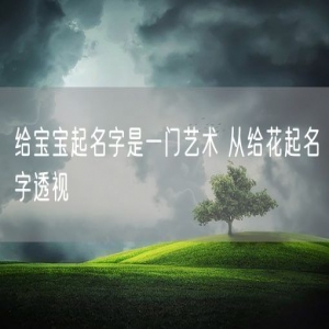 给宝宝起名字是一门艺术 从给花起名字透视