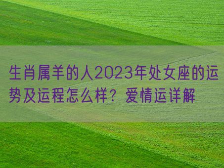 生肖属羊的人2023年处女座的运势及运程怎么样？爱情运详解(图1)