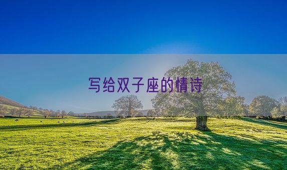 写给双子座的情诗(图1)