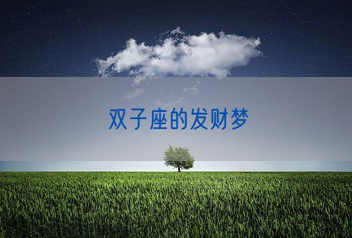 双子座的发财梦(图1)