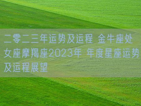 二零二三年运势及运程 金牛座处女座摩羯座2023年 年度星座运势及运程展望(图1)