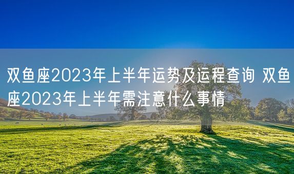 双鱼座2023年上半年运势及运程查询 双鱼座2023年上半年需注意什么事情(图1)