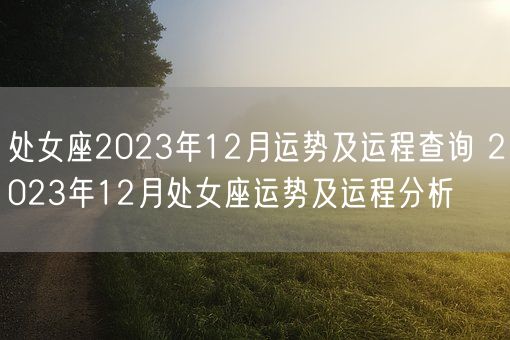 处女座2023年12月运势及运程查询 2023年12月处女座运势及运程分析(图1)