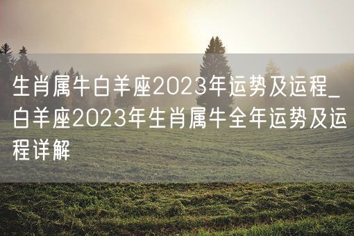 生肖属牛白羊座2023年运势及运程_白羊座2023年生肖属牛全年运势及运程详解(图1)