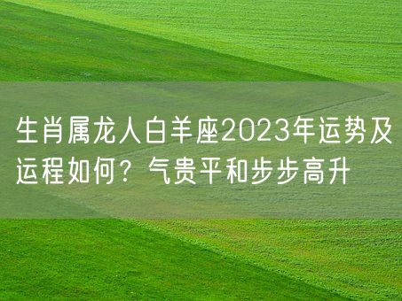 生肖属龙人白羊座2023年运势及运程如何？气贵平和步步高升(图1)