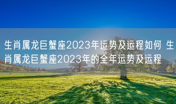 生肖属龙巨蟹座2023年运势及运程如何 生肖属龙巨蟹座2023年的全年运势及运程 (图1)