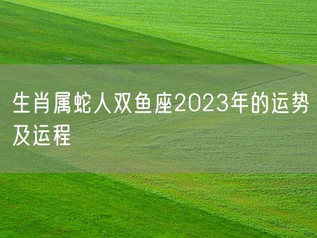 生肖属蛇人双鱼座2023年的运势及运程(图1)