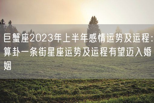 巨蟹座2023年上半年感情运势及运程：算卦一条街星座运势及运程有望迈入婚姻(图1)