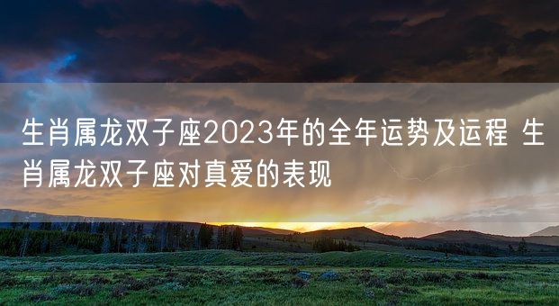 生肖属龙双子座2023年的全年运势及运程 生肖属龙双子座对真爱的表现(图1)