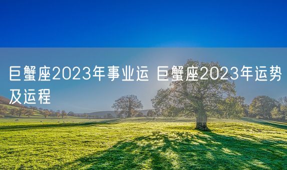 巨蟹座2023年事业运 巨蟹座2023年运势及运程(图1)