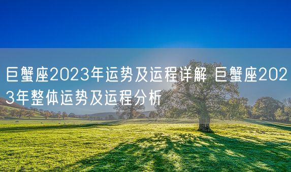 巨蟹座2023年运势及运程详解 巨蟹座2023年整体运势及运程分析(图1)