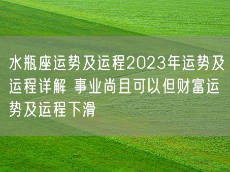 水瓶座运势及运程2023年运势及运程详解 事业尚且可以但财富运势及运程下滑(图1)