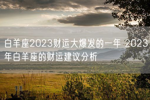 白羊座2023财运大爆发的一年 2023年白羊座的财运建议分析(图1)