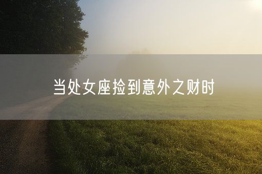 当处女座捡到意外之财时(图1)