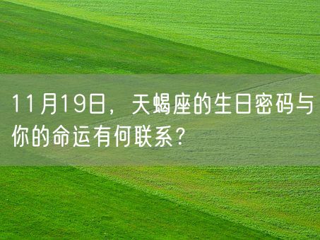 11月19日，天蝎座的生日密码与你的命运有何联系？(图1)