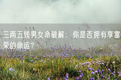 三两五钱男女命破解：你是否拥有享富荣的命运？(图1)