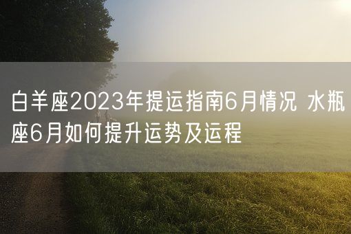 白羊座2023年提运指南6月情况 水瓶座6月如何提升运势及运程(图1)