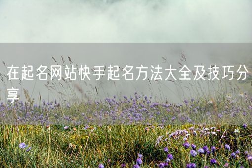 在起名网站快手起名方法大全及技巧分享(图1)