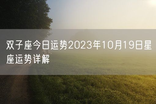 双子座今日运势2023年10月19日星座运势详解(图1)