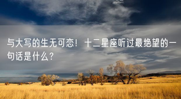 与大写的生无可恋！十二星座听过最绝望的一句话是什么？(图1)