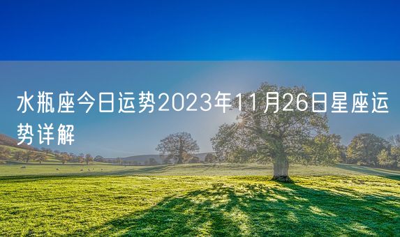 水瓶座今日运势2023年11月26日星座运势详解(图1)