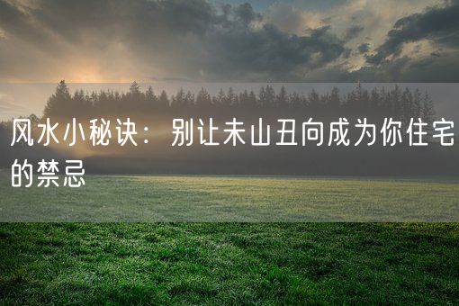 风水小秘诀：别让未山丑向成为你住宅的禁忌(图1)