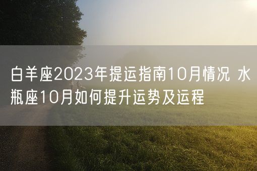 白羊座2023年提运指南10月情况 水瓶座10月如何提升运势及运程(图1)