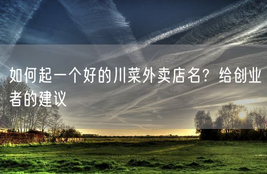 如何起一个好的川菜外卖店名？给创业者的建议(图1)