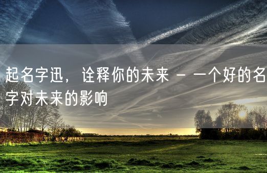 起名字迅，诠释你的未来 - 一个好的名字对未来的影响(图1)