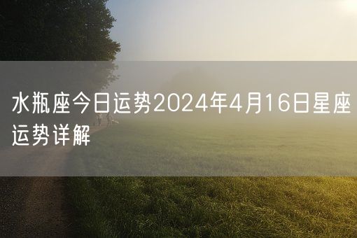 水瓶座今日运势2024年4月16日星座运势详解(图1)