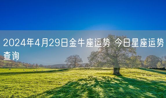 2024年4月29日金牛座运势 今日星座运势查询(图1)