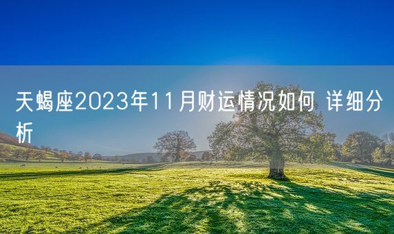 天蝎座2023年11月财运情况如何 详细分析(图1)