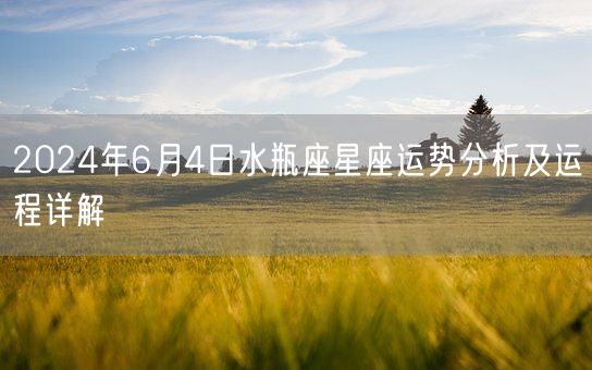 2024年6月4日水瓶座星座运势分析及运程详解(图1)