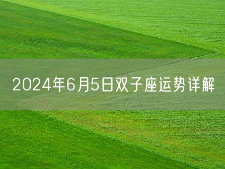 2024年6月5日双子座运势详解(图1)