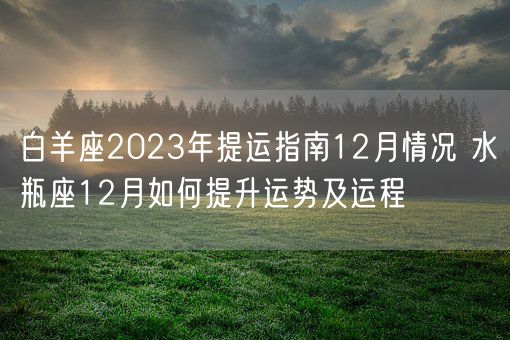 白羊座2023年提运指南12月情况 水瓶座12月如何提升运势及运程(图1)