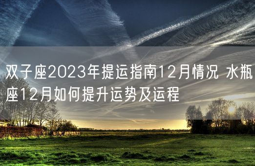 双子座2023年提运指南12月情况 水瓶座12月如何提升运势及运程(图1)