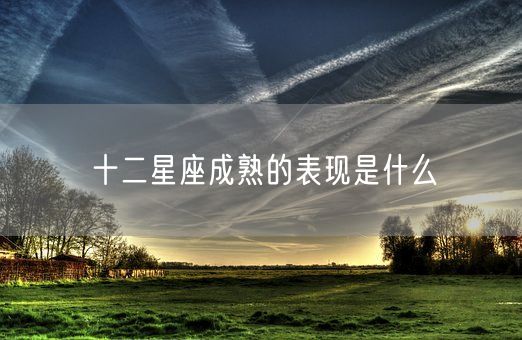 十二星座成熟的表现是什么(图1)